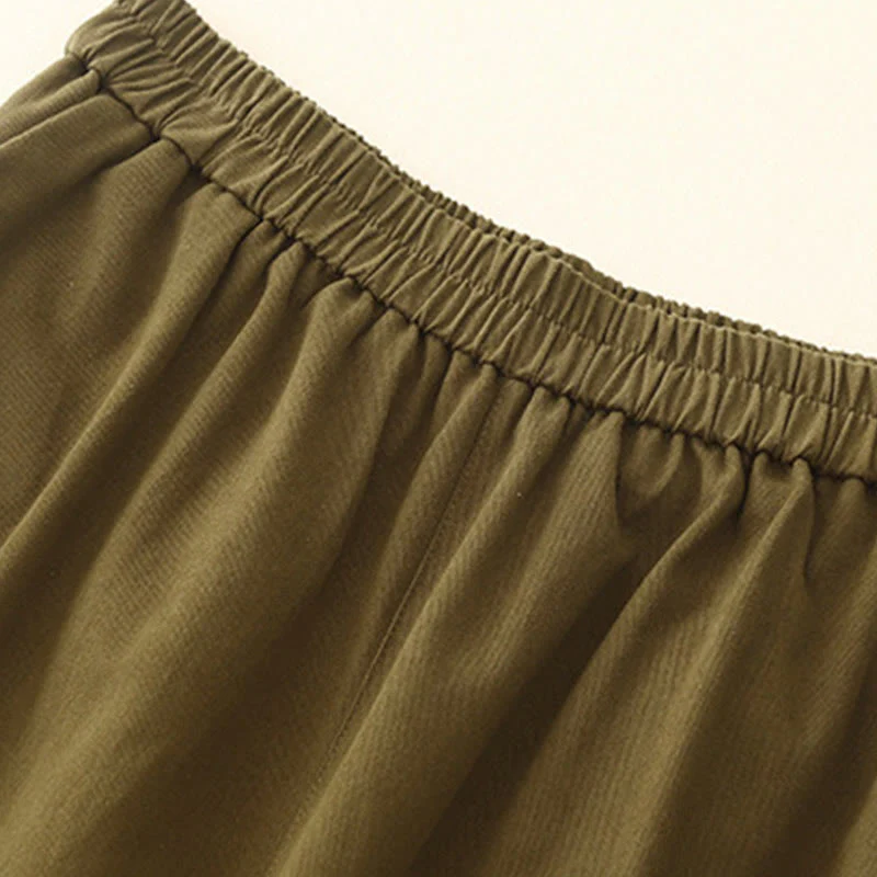 Pantaloni casual da donna in cotone e poliestere con bottoni automatici e tasche Buddha Stones - Image 8