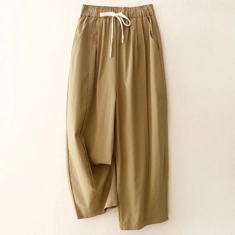 Pantaloni casual da donna in cotone e poliestere con tasche Buddha Stones