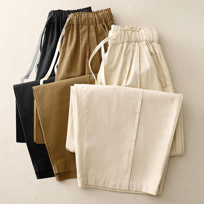 Pantaloni casual da donna in cotone e poliestere con tasche Buddha Stones - Image 19
