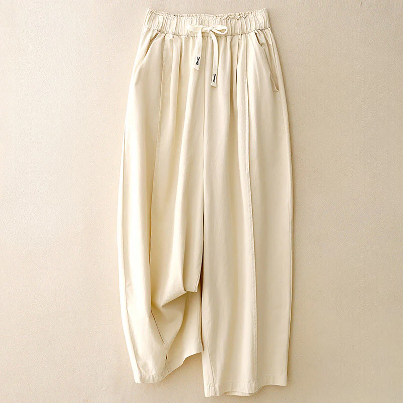 Pantaloni casual da donna in cotone e poliestere con tasche Buddha Stones - Image 6