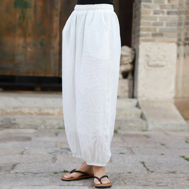 Pantaloni casual estivi da donna in cotone con tasche Buddha Stones - Image 10