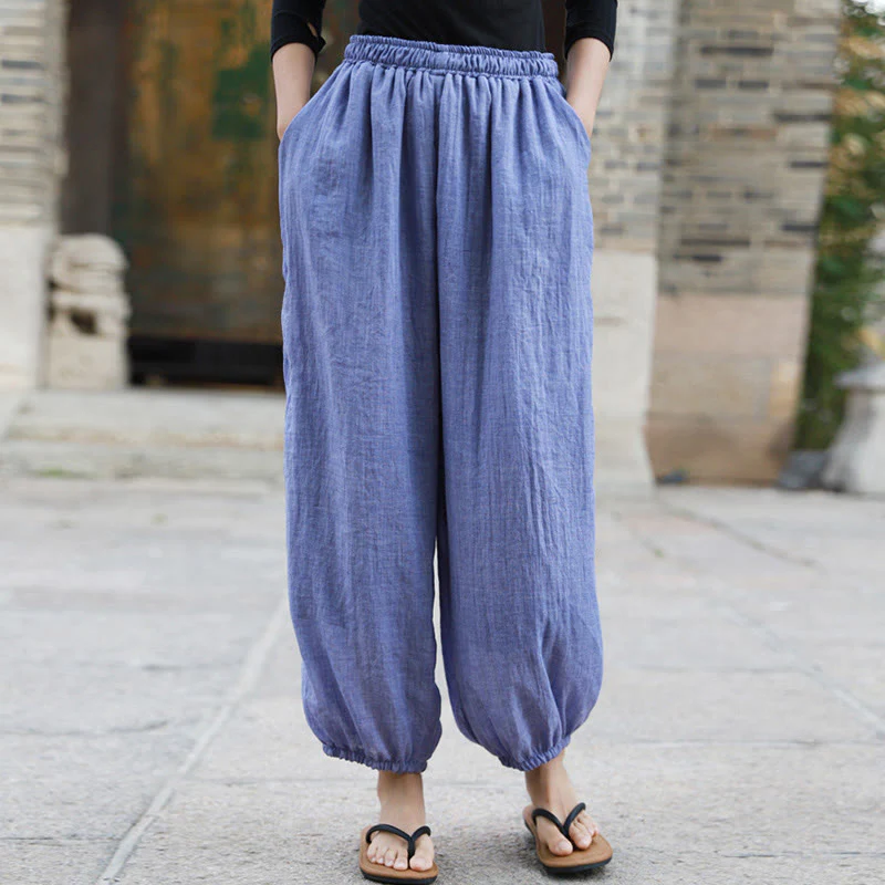 Pantaloni casual estivi da donna in cotone con tasche Buddha Stones - Image 27