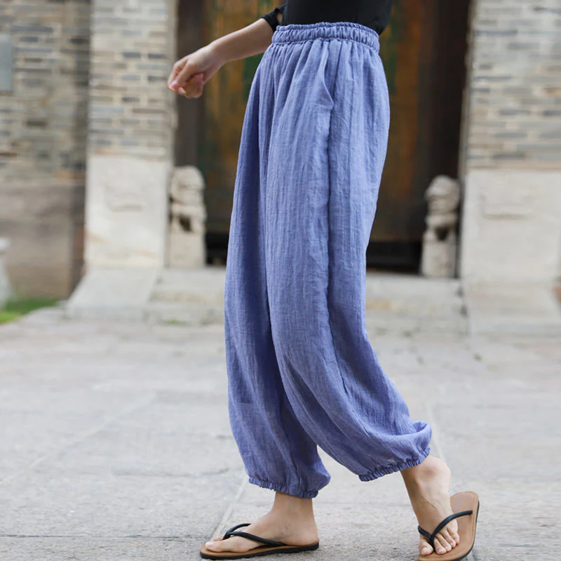 Pantaloni casual estivi da donna in cotone con tasche Buddha Stones - Image 30