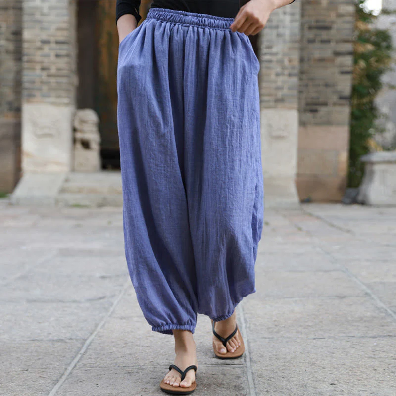 Pantaloni casual estivi da donna in cotone con tasche Buddha Stones - Image 33