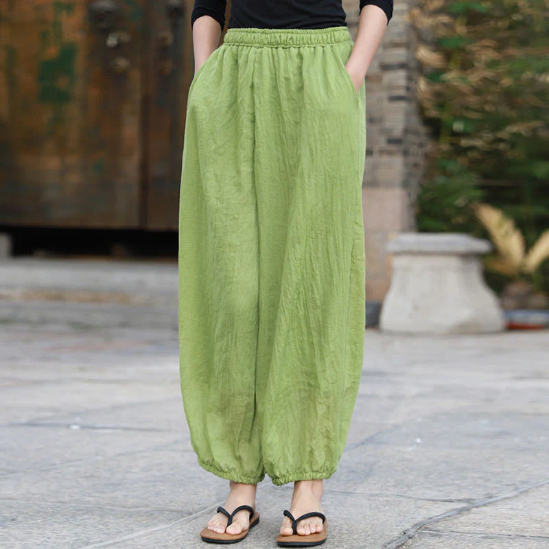 Pantaloni casual estivi da donna in cotone con tasche Buddha Stones - Image 4
