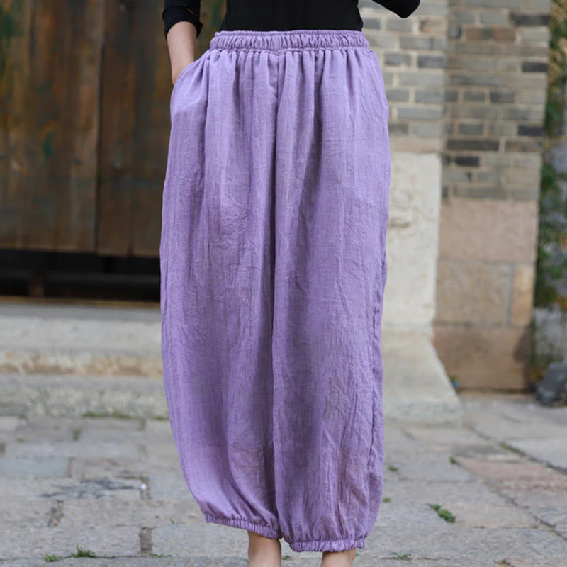 Pantaloni casual estivi da donna in cotone con tasche Buddha Stones - Image 40