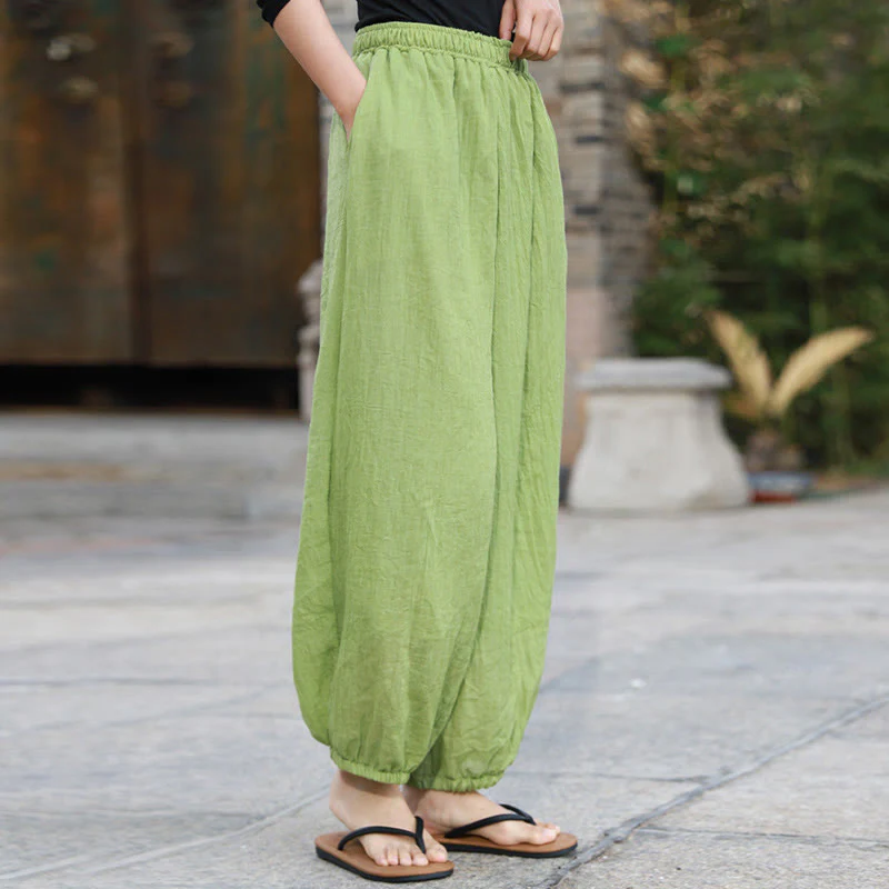 Pantaloni casual estivi da donna in cotone con tasche Buddha Stones - Image 5