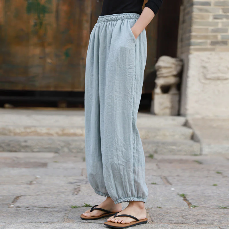 Pantaloni casual estivi da donna in cotone con tasche Buddha Stones - Image 52