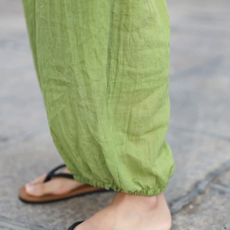 Pantaloni casual estivi da donna in cotone con tasche Buddha Stones - Image 7