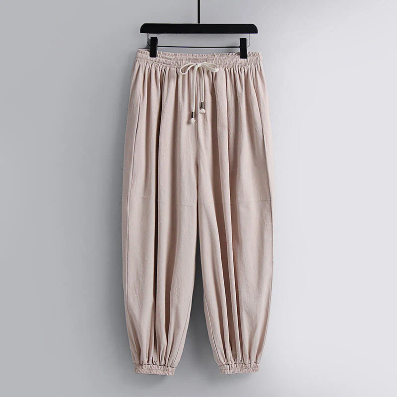 Pantaloni corti con colletto incrociato Buddha Stones , abito in cotone, top e pantaloni Hanfu, set da uomo - Image 3