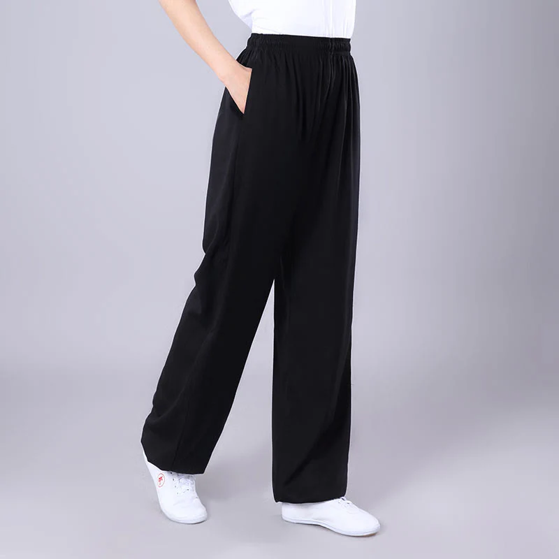 Pantaloni da allenamento in Buddha Stones e lino traspirante con tasche, unisex, estivi, elastici in vita, per Tai Chi e Qigong - Image 10