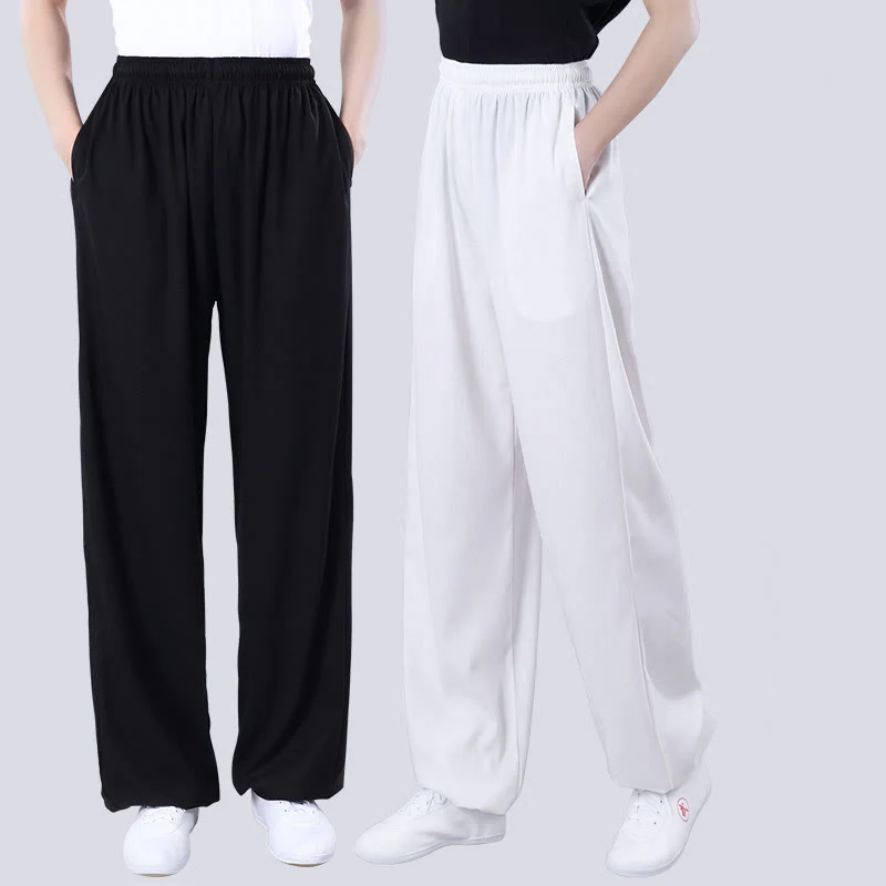 Pantaloni da allenamento in Buddha Stones e lino traspirante con tasche, unisex, estivi, elastici in vita, per Tai Chi e Qigong - Image 14