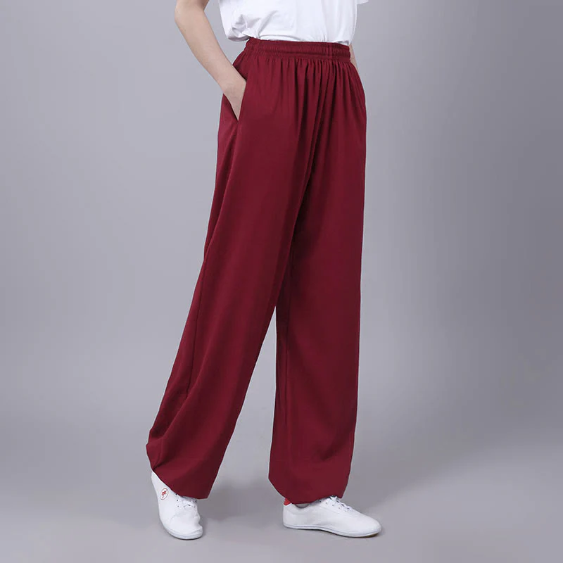 Pantaloni da allenamento in Buddha Stones e lino traspirante con tasche, unisex, estivi, elastici in vita, per Tai Chi e Qigong - Image 16