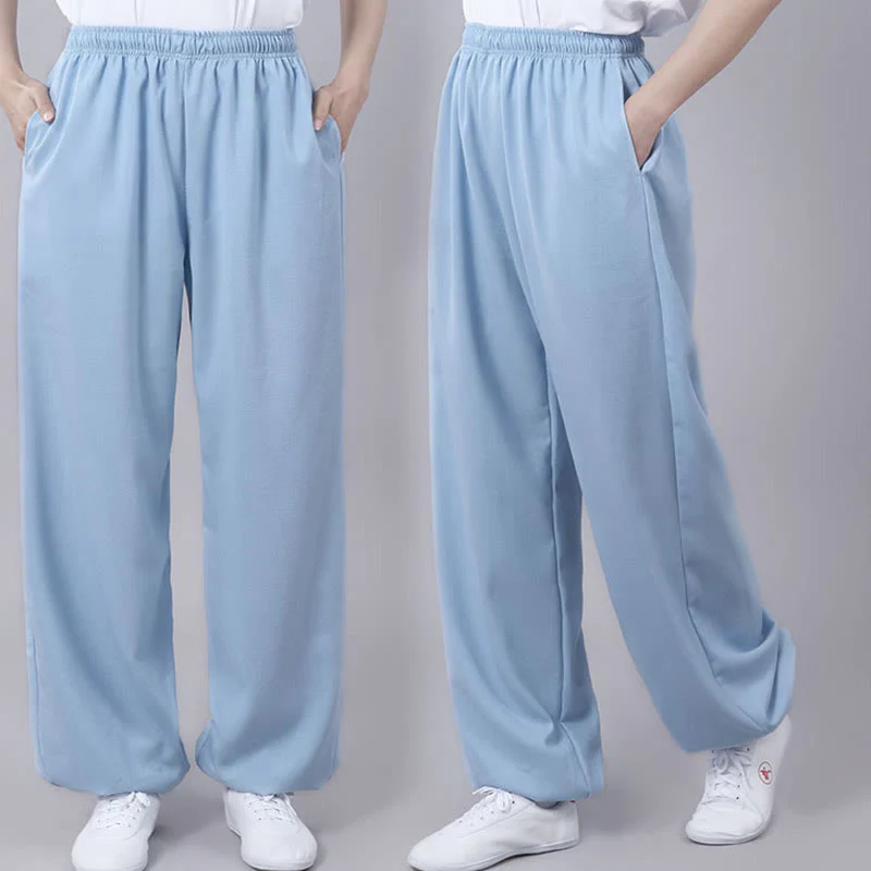 Pantaloni da allenamento in Buddha Stones e lino traspirante con tasche, unisex, estivi, elastici in vita, per Tai Chi e Qigong - Image 24