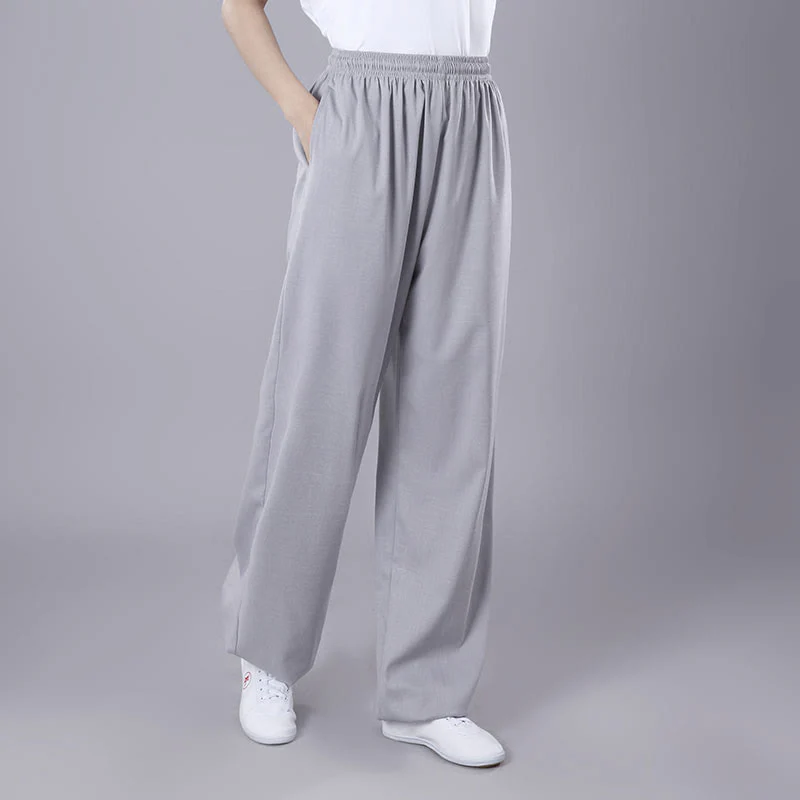 Pantaloni da allenamento in Buddha Stones e lino traspirante con tasche, unisex, estivi, elastici in vita, per Tai Chi e Qigong - Image 8
