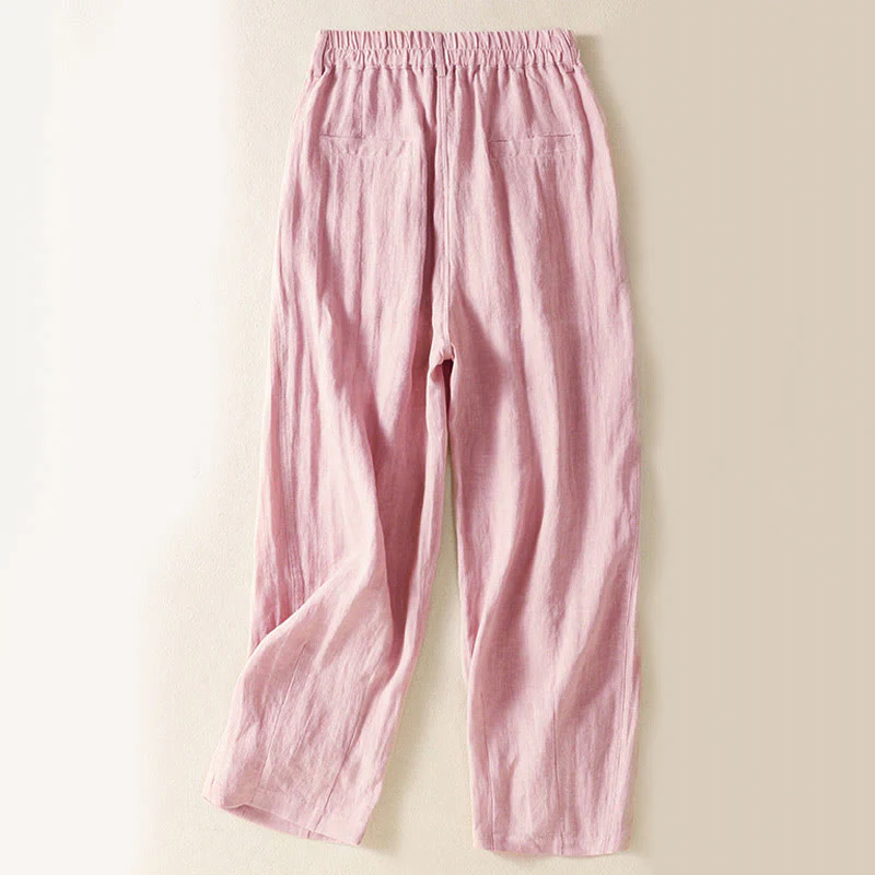 Pantaloni da donna alla caviglia con tasche e bottoni e cerniera estiva Buddha Stones - Image 10