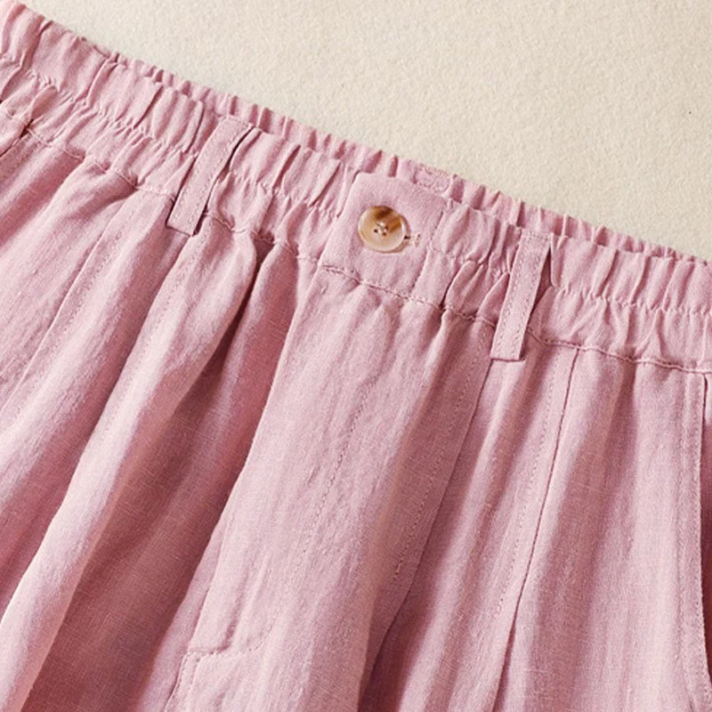 Pantaloni da donna alla caviglia con tasche e bottoni e cerniera estiva Buddha Stones - Image 12