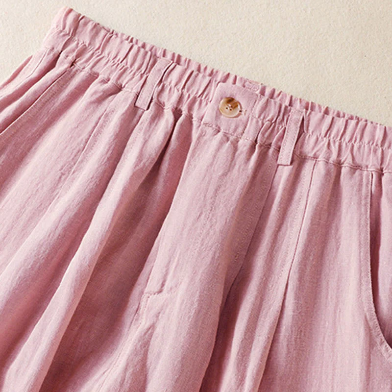 Pantaloni da donna alla caviglia con tasche e bottoni e cerniera estiva Buddha Stones - Image 13