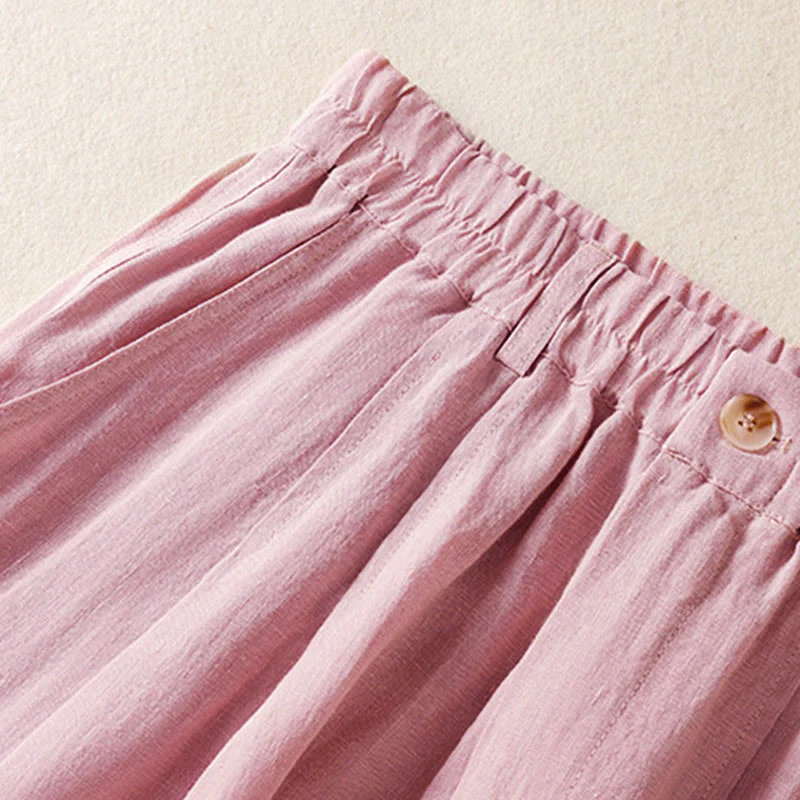 Pantaloni da donna alla caviglia con tasche e bottoni e cerniera estiva Buddha Stones - Image 14