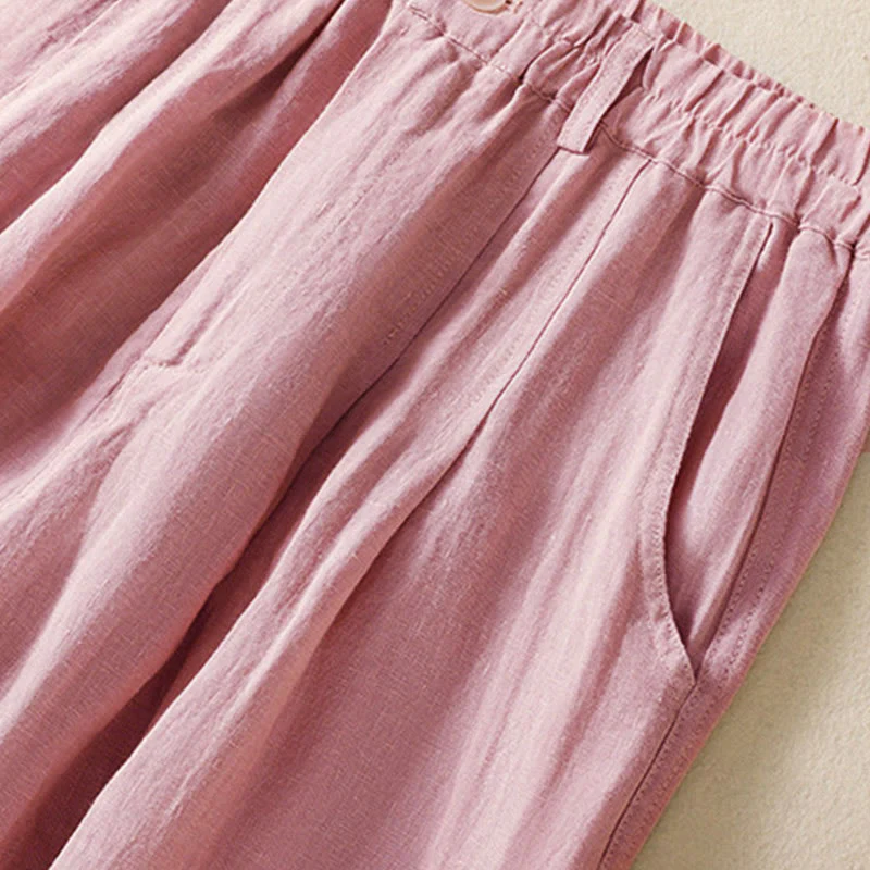 Pantaloni da donna alla caviglia con tasche e bottoni e cerniera estiva Buddha Stones - Image 15