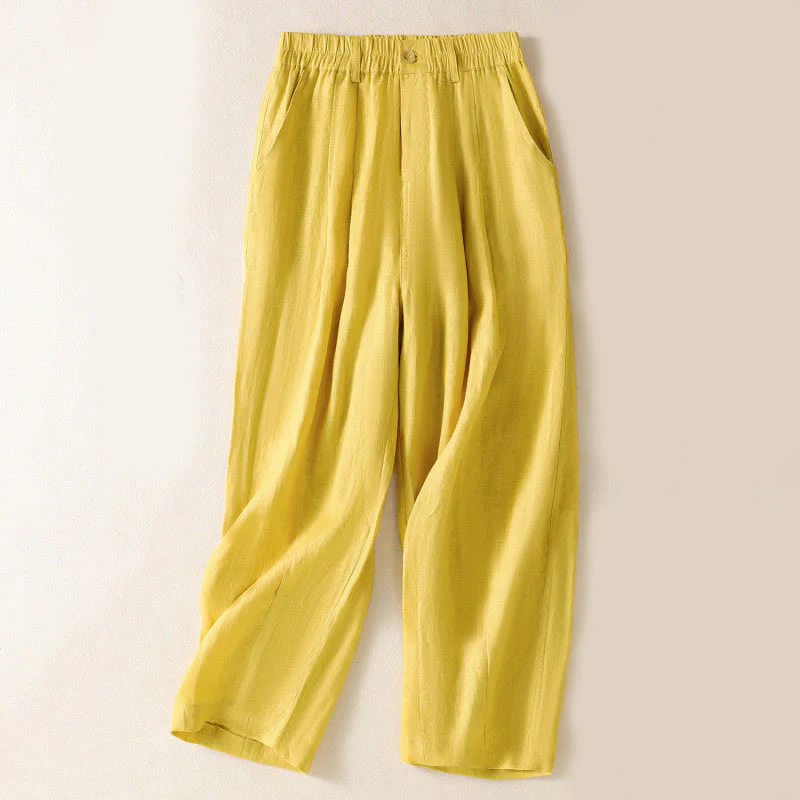 Pantaloni da donna alla caviglia con tasche e bottoni e cerniera estiva Buddha Stones - Image 2