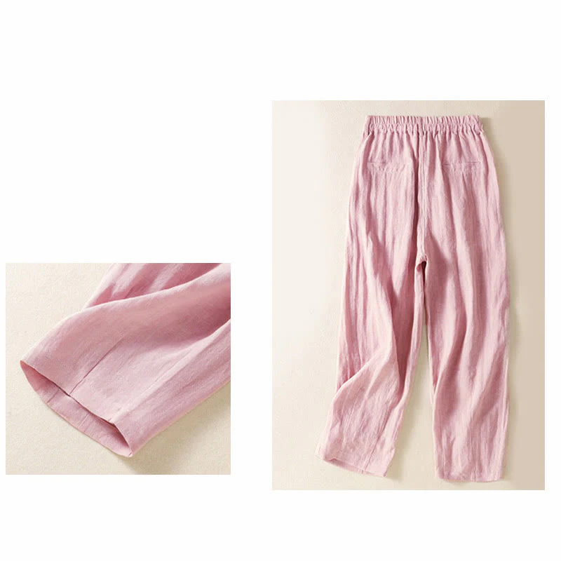 Pantaloni da donna alla caviglia con tasche e bottoni e cerniera estiva Buddha Stones - Image 20