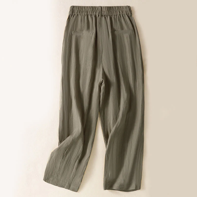 Pantaloni da donna alla caviglia con tasche e bottoni e cerniera estiva Buddha Stones - Image 23