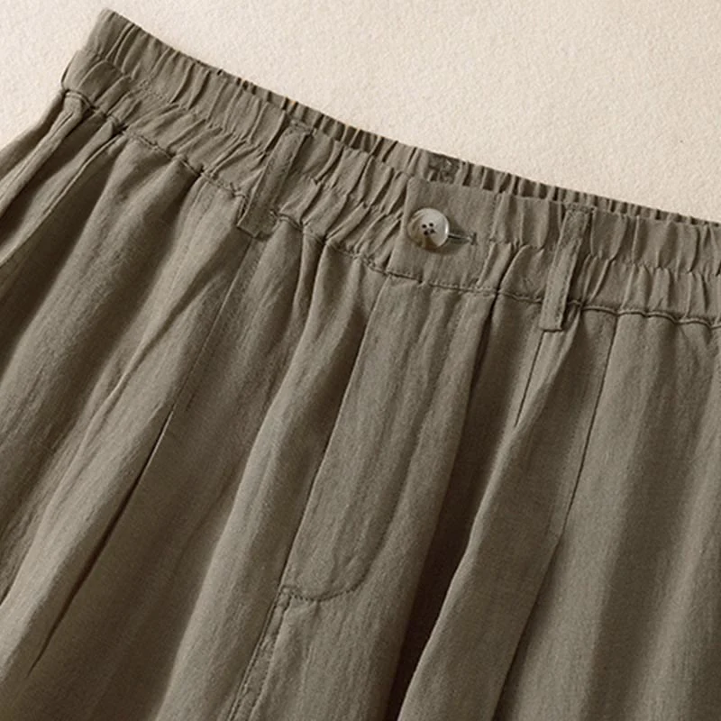 Pantaloni da donna alla caviglia con tasche e bottoni e cerniera estiva Buddha Stones - Image 24