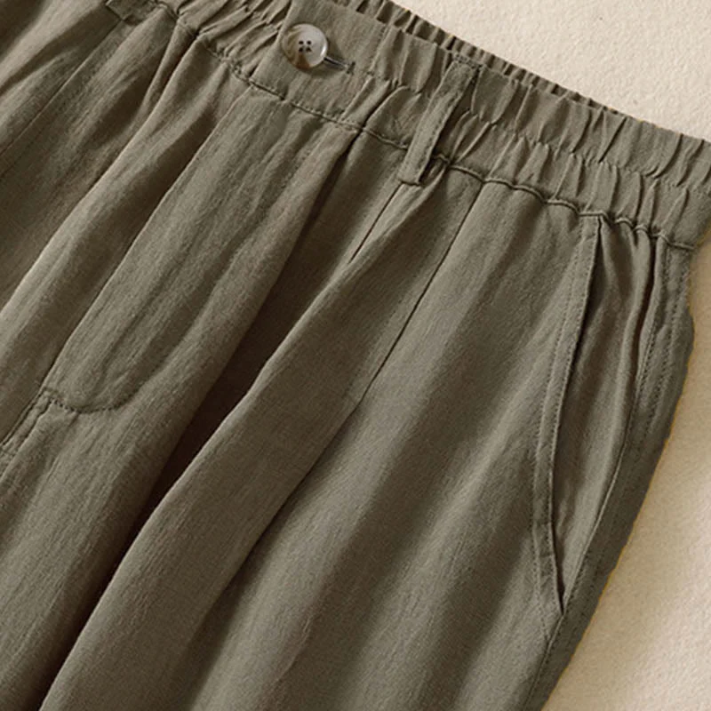 Pantaloni da donna alla caviglia con tasche e bottoni e cerniera estiva Buddha Stones - Image 25