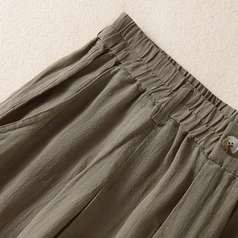 Pantaloni da donna alla caviglia con tasche e bottoni e cerniera estiva Buddha Stones - Image 26
