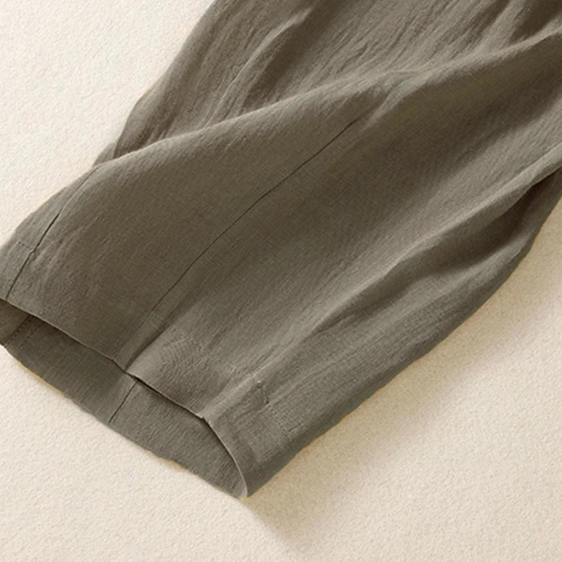 Pantaloni da donna alla caviglia con tasche e bottoni e cerniera estiva Buddha Stones - Image 27