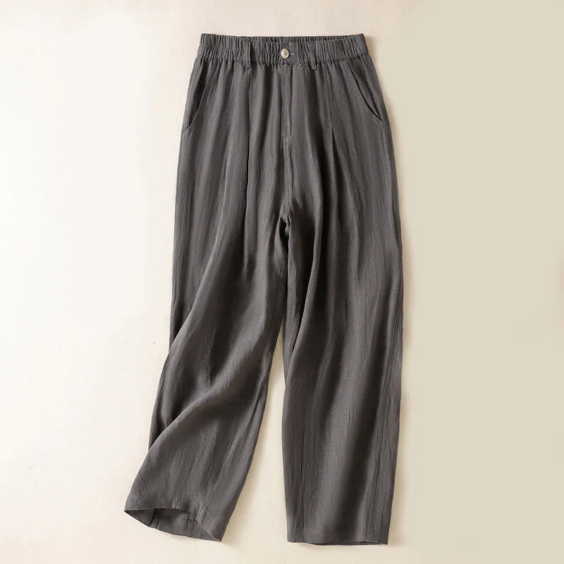 Pantaloni da donna alla caviglia con tasche e bottoni e cerniera estiva Buddha Stones - Image 28