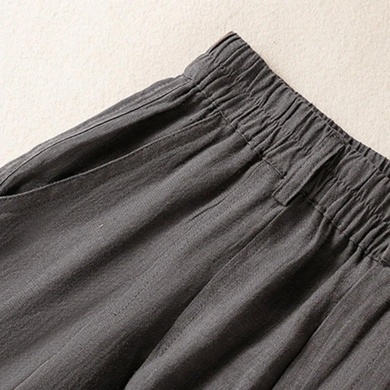 Pantaloni da donna alla caviglia con tasche e bottoni e cerniera estiva Buddha Stones - Image 29