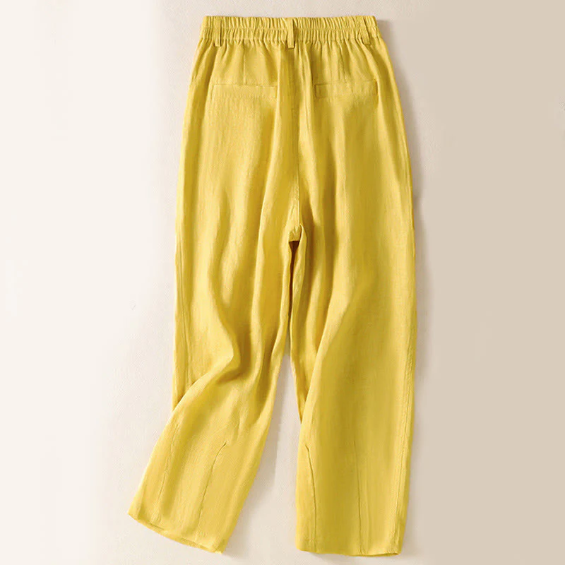 Pantaloni da donna alla caviglia con tasche e bottoni e cerniera estiva Buddha Stones - Image 3