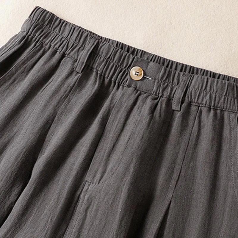 Pantaloni da donna alla caviglia con tasche e bottoni e cerniera estiva Buddha Stones - Image 30