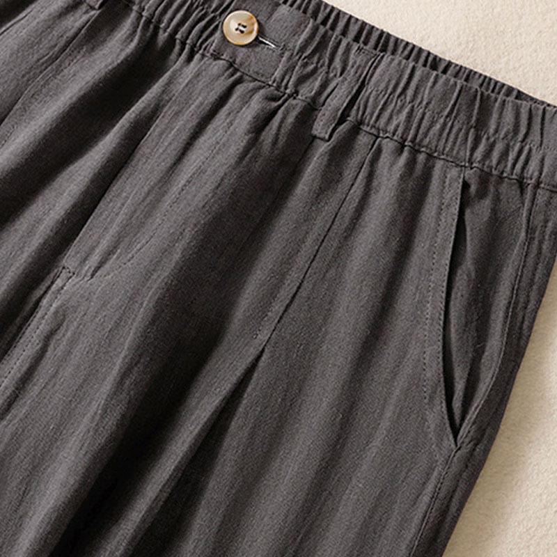 Pantaloni da donna alla caviglia con tasche e bottoni e cerniera estiva Buddha Stones - Image 31