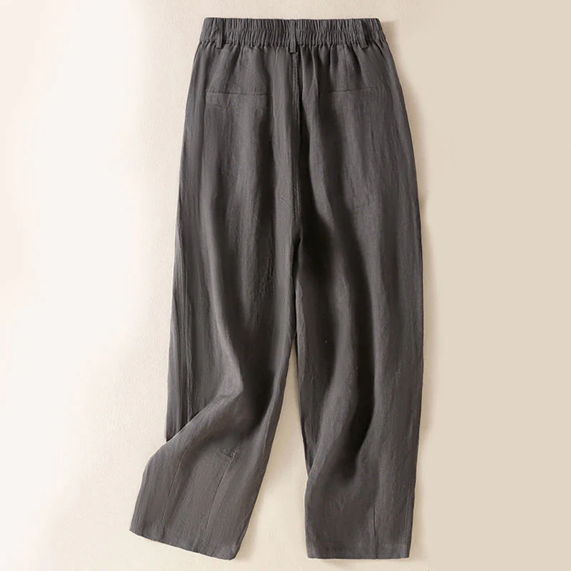 Pantaloni da donna alla caviglia con tasche e bottoni e cerniera estiva Buddha Stones - Image 32