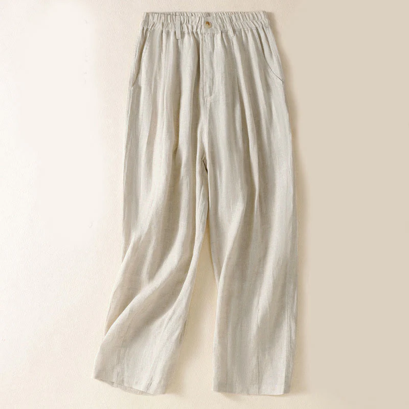 Pantaloni da donna alla caviglia con tasche e bottoni e cerniera estiva Buddha Stones - Image 34