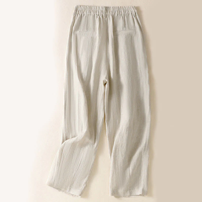 Pantaloni da donna alla caviglia con tasche e bottoni e cerniera estiva Buddha Stones - Image 35