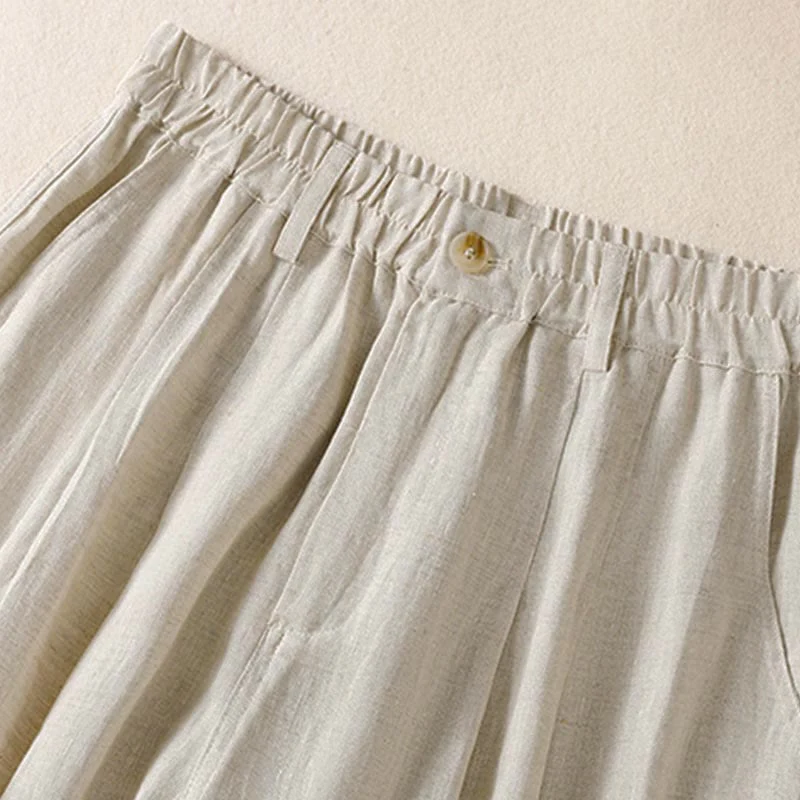 Pantaloni da donna alla caviglia con tasche e bottoni e cerniera estiva Buddha Stones - Image 36