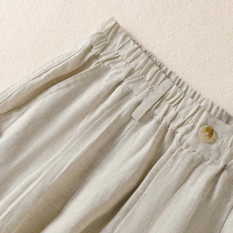 Pantaloni da donna alla caviglia con tasche e bottoni e cerniera estiva Buddha Stones - Image 37