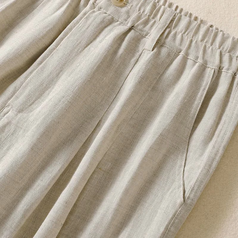 Pantaloni da donna alla caviglia con tasche e bottoni e cerniera estiva Buddha Stones - Image 38