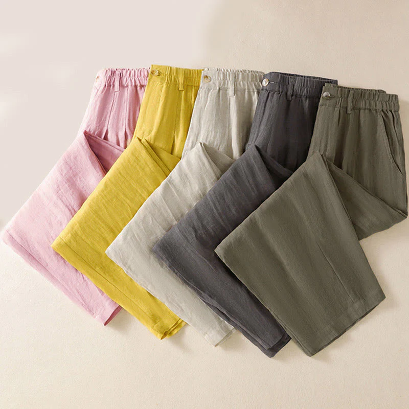 Pantaloni da donna alla caviglia con tasche e bottoni e cerniera estiva Buddha Stones - Image 40