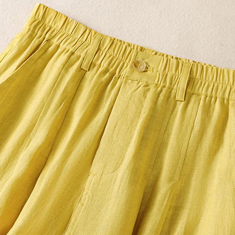 Pantaloni da donna alla caviglia con tasche e bottoni e cerniera estiva Buddha Stones - Image 5