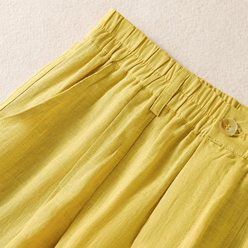 Pantaloni da donna alla caviglia con tasche e bottoni e cerniera estiva Buddha Stones - Image 6