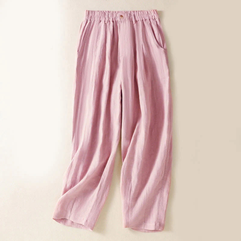 Pantaloni da donna alla caviglia con tasche e bottoni e cerniera estiva Buddha Stones - Image 9
