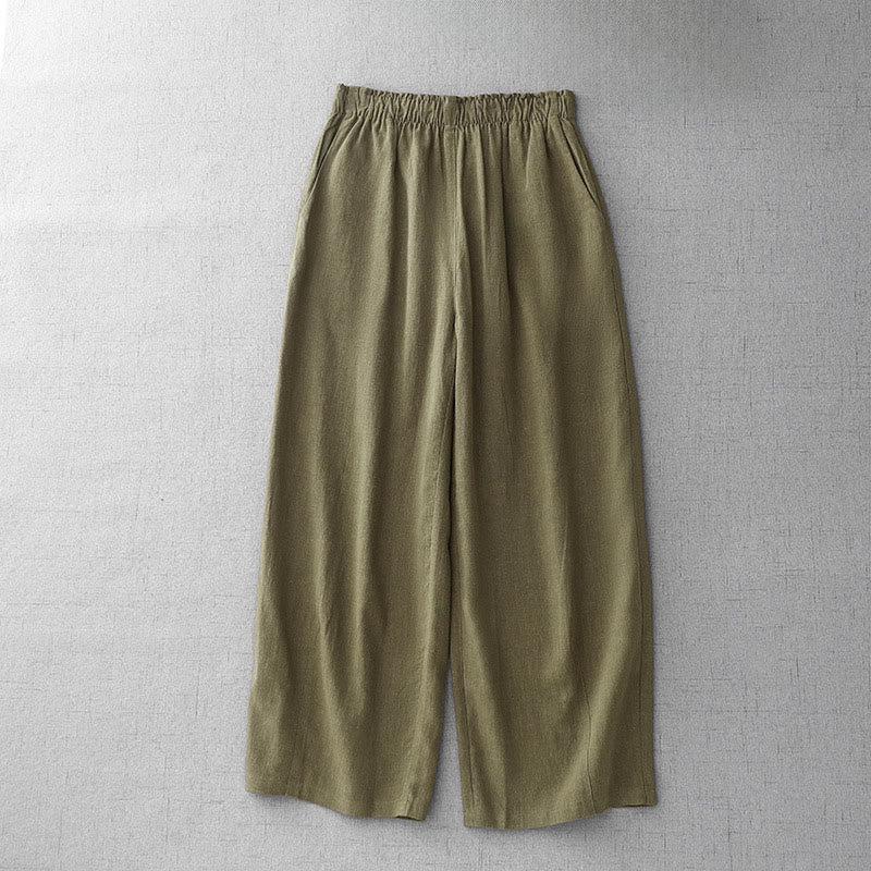 Pantaloni da donna Buddha Stones Casual Plain Rope in cotone, lunghezza 7-8, con tasche - Image 2