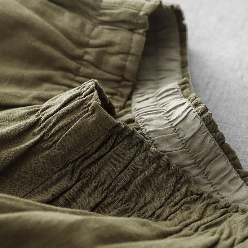 Pantaloni da donna Buddha Stones Casual Plain Rope in cotone, lunghezza 7-8, con tasche - Image 4