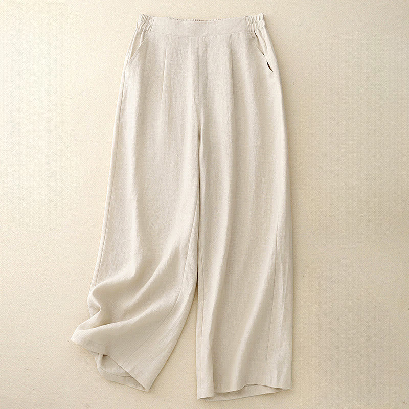 Pantaloni da donna Buddha Stones, semplici e primaverili, in cotone, lunghezza 7-8, con tasche - Image 12