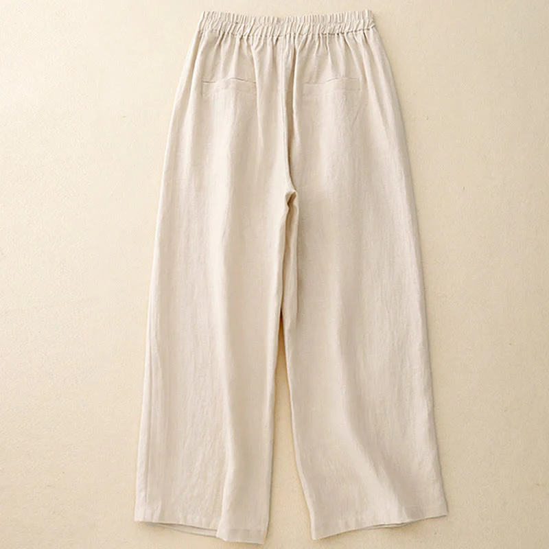 Pantaloni da donna Buddha Stones, semplici e primaverili, in cotone, lunghezza 7-8, con tasche - Image 13